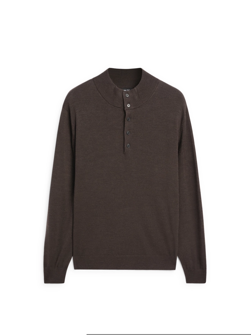 Свитер с высоким воротником из 100% шерсти с пуговицами