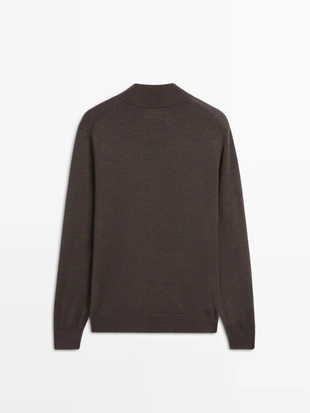 Купить Massimo Dutti Свитер с высоким воротником из 100% шерсти с пуговицами