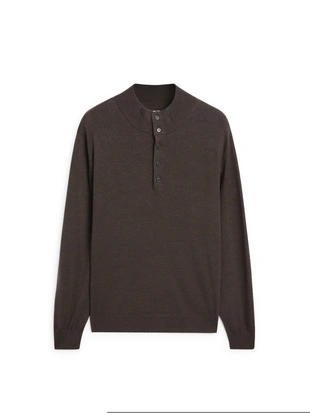 Свитер с высоким воротником из 100% шерсти с пуговицами- Заказать в России