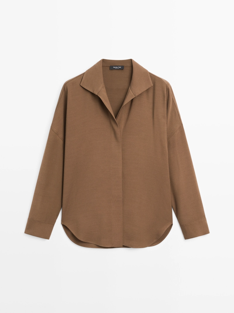 Рубашка свободного покроя с скрытыми пуговицами