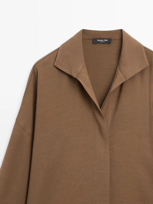 Рубашка свободного покроя с скрытыми пуговицами- Заказать в России