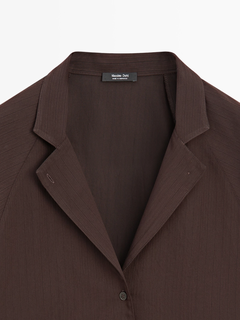 Рубашка с текстурными рукавами реглан