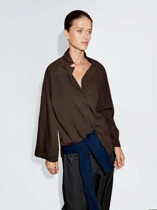 Купить Massimo Dutti Рубашка с текстурными рукавами реглан