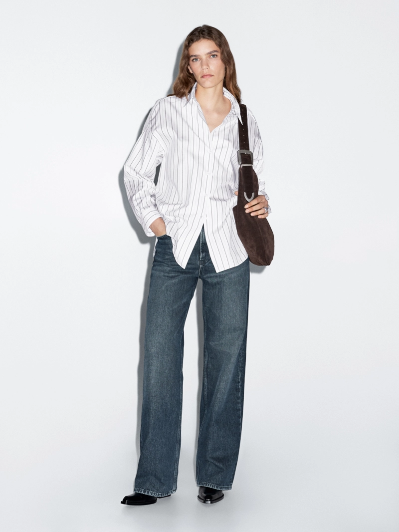 Рубашка в полоску свободного кроя