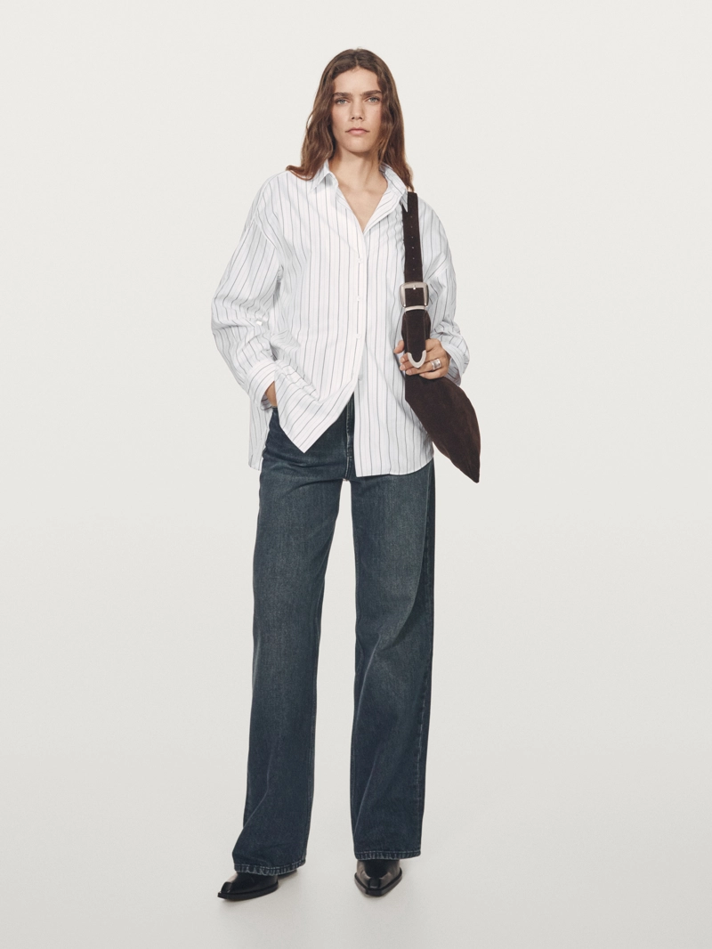 Рубашка в полоску свободного кроя