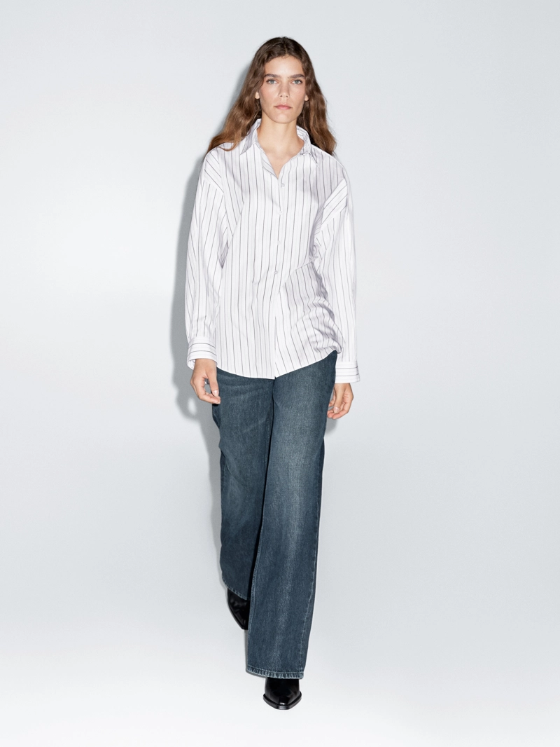 Рубашка в полоску свободного кроя