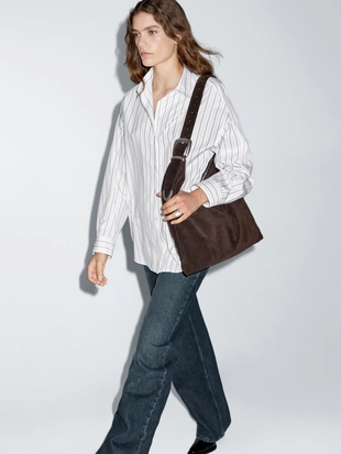 Рубашка в полоску свободного кроя- Заказать в России