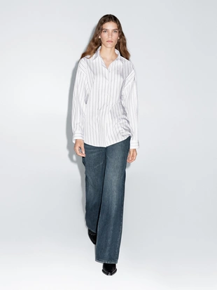 Рубашка в полоску свободного кроя- Заказать в России