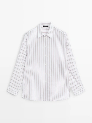 Рубашка в полоску свободного кроя- Заказать в России