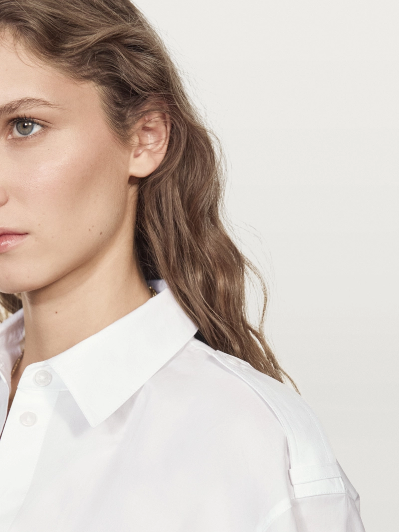 Рубашка из 100% хлопка с деталями на плечах