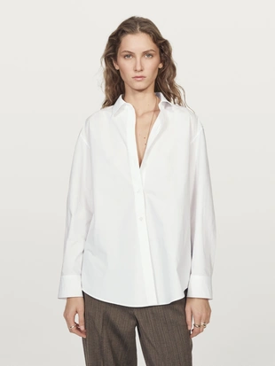 Рубашка из 100% хлопка с деталями на плечах- Заказать в России