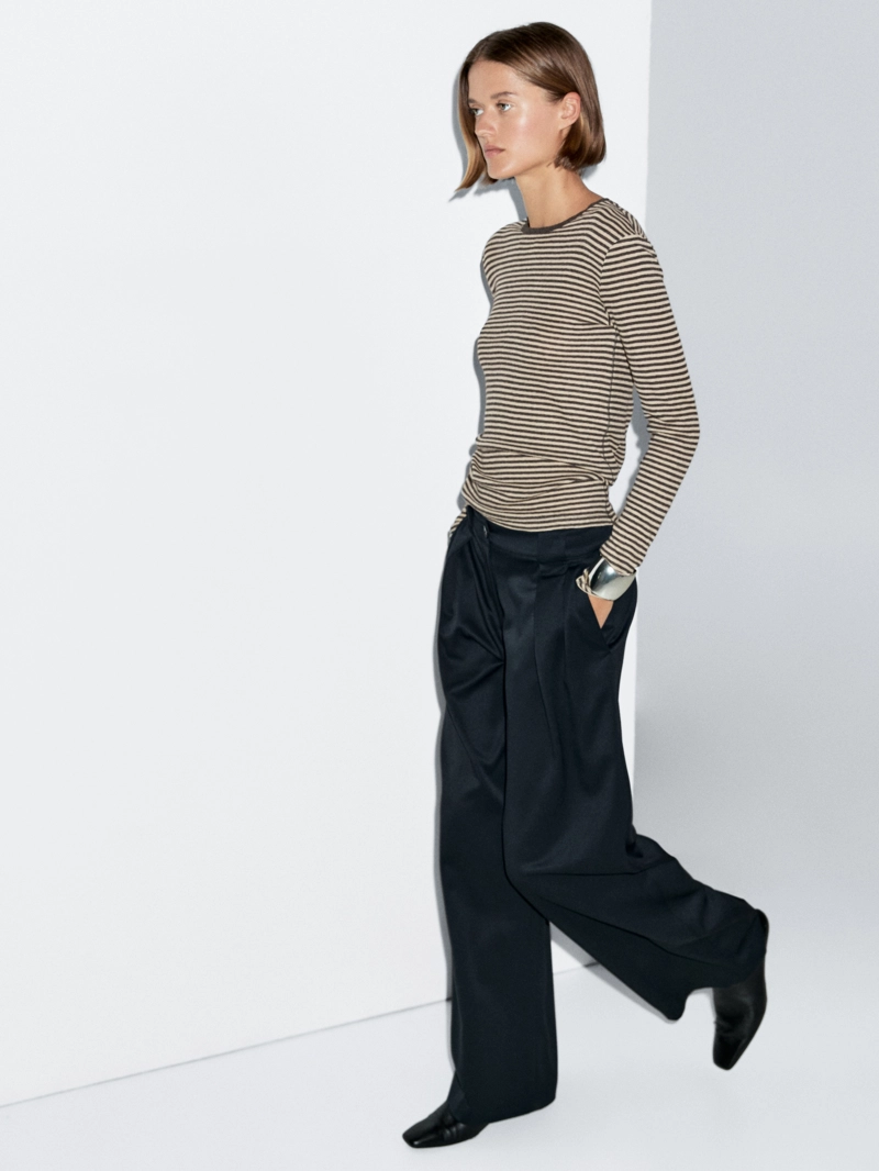 Футболка из хлопково-вискозного трикотажа с длинным рукавом