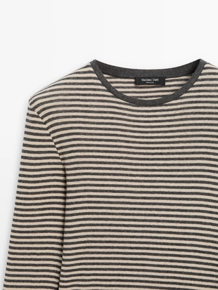 Футболка из хлопково-вискозного трикотажа с длинным рукавом- Заказать в России