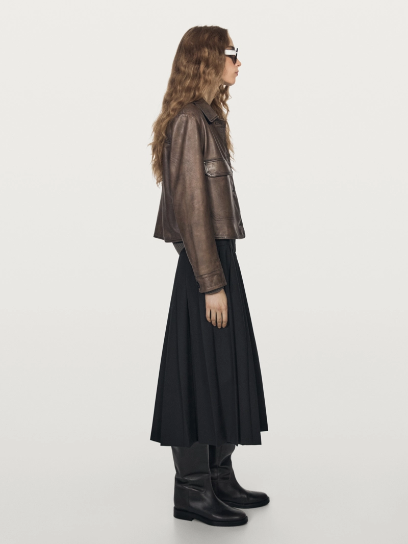 Юбка-миди из шерстяной смеси с разноуровневыми складками