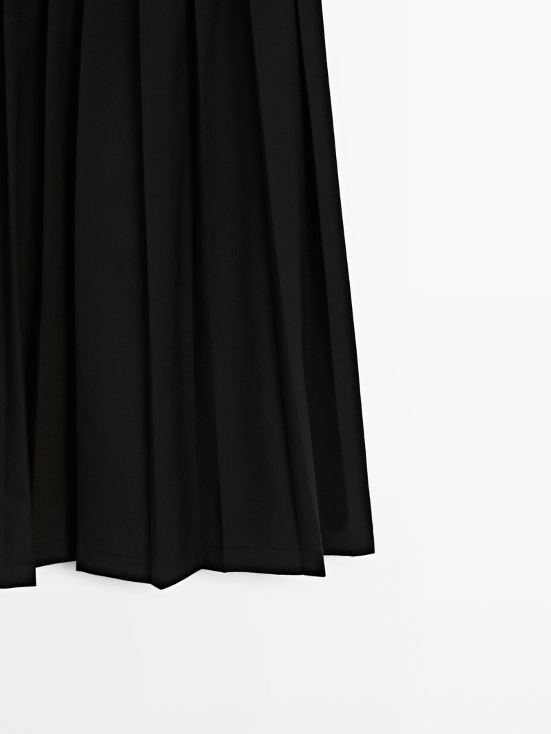 Юбка-миди из шерстяной смеси с разноуровневыми складками