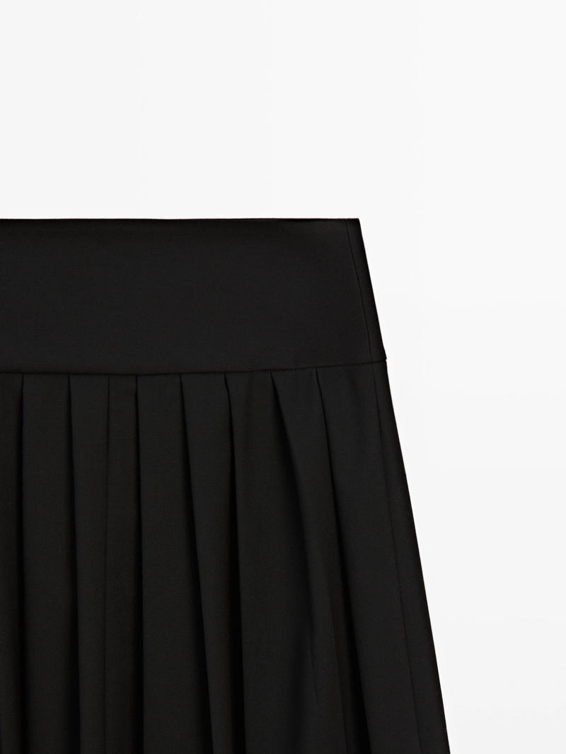 Юбка-миди из шерстяной смеси с разноуровневыми складками