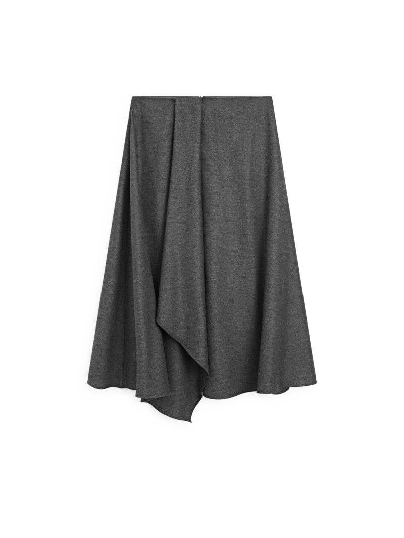 Юбка-солнце из шерстяной смеси с защипами