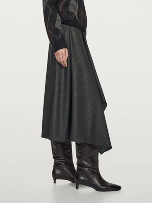 Юбка-солнце из шерстяной смеси с защипами- Заказать в России