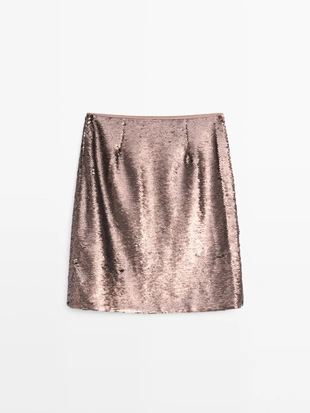 Юбка короткая матовая с пайетками- Заказать в России