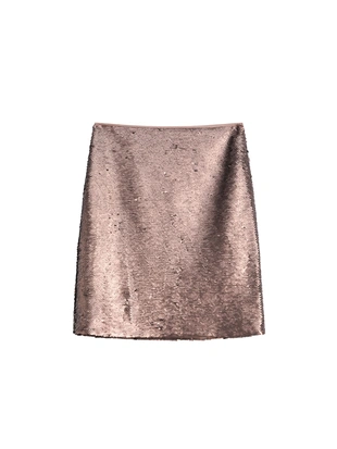Юбка короткая матовая с пайетками- Заказать в России