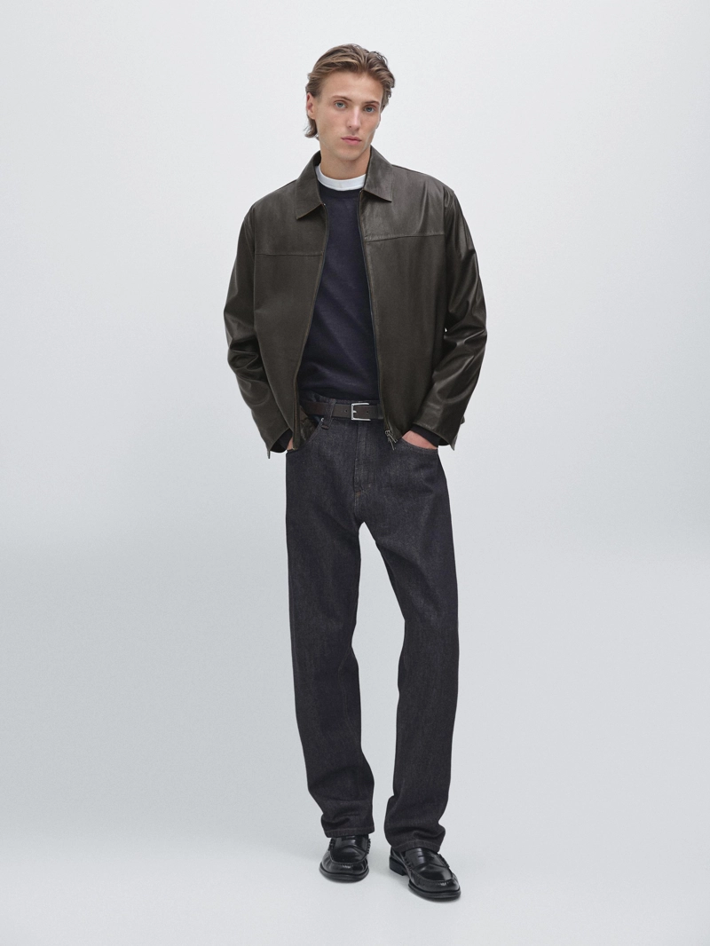 Кожаная куртка с эффектом старения