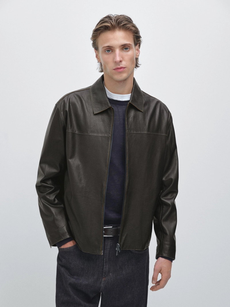 Кожаная куртка с эффектом старения