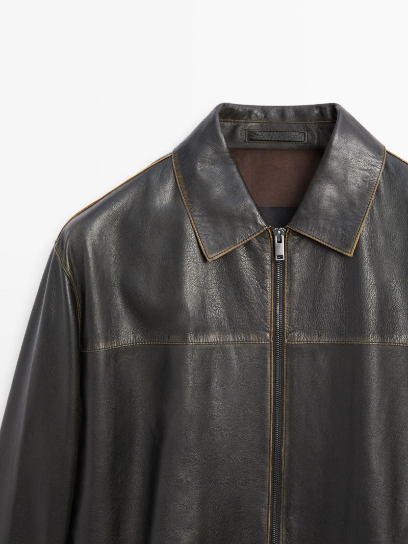 Кожаная куртка с эффектом старения