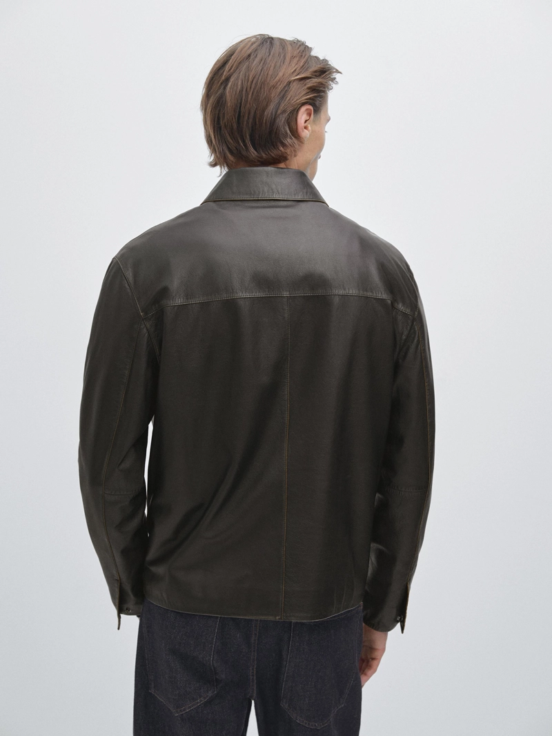 Кожаная куртка с эффектом старения