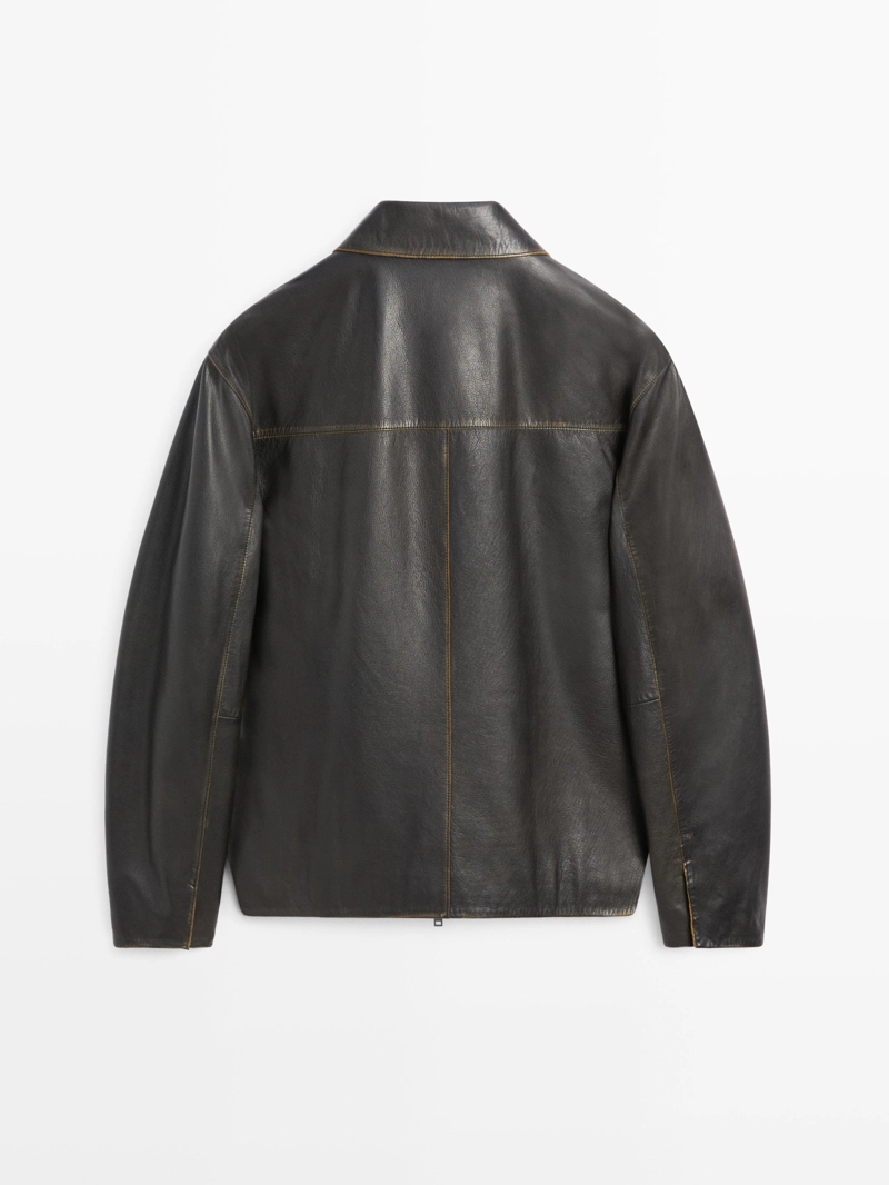 Кожаная куртка с эффектом старения