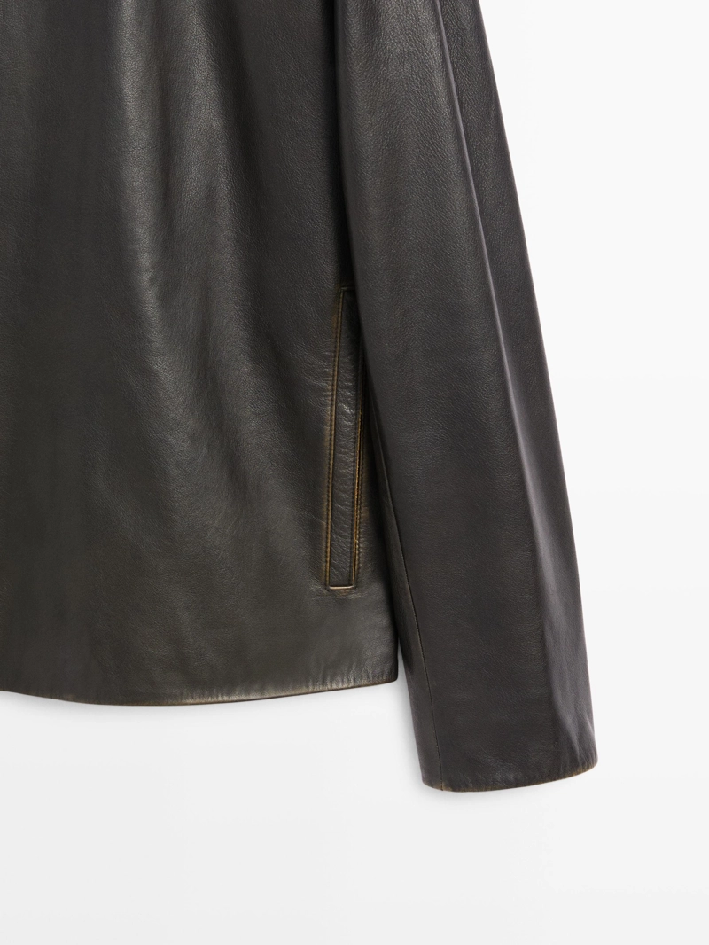 Кожаная куртка с эффектом старения