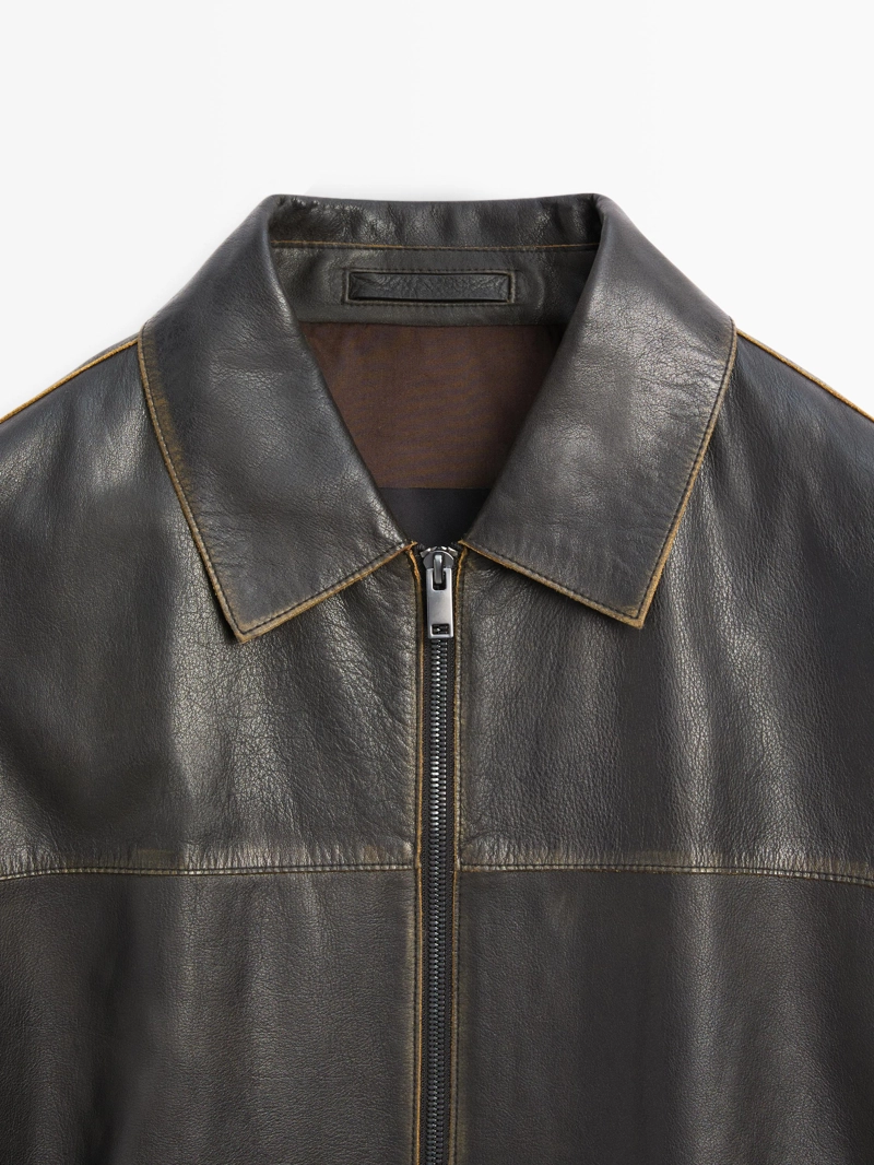 Кожаная куртка с эффектом старения