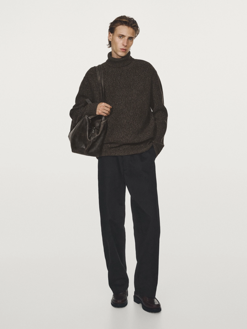 Свитер из муліне 100% шерсти с высоким воротником