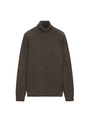 BROWN MARL|1095/222 - Massimo Dutti Свитер из муліне 100% шерсти с высоким воротником