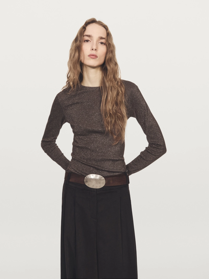 Футболка с длинным рукавом и металлическим оттенком