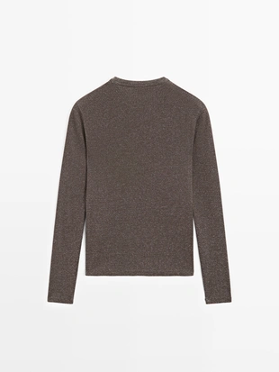 Футболка с длинным рукавом и металлическим оттенком- Заказать в России