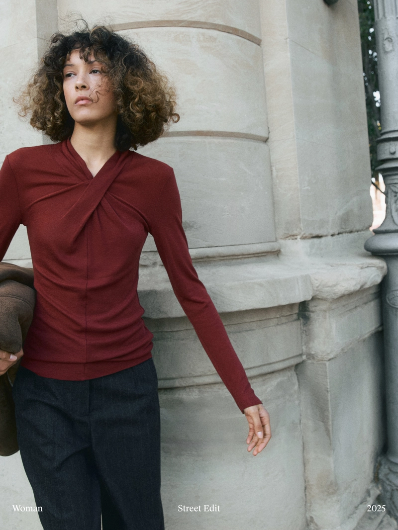 Топ из лиоцелла и шерсти с перекрестным лифом