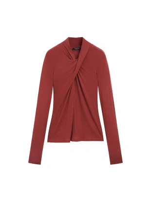 Топ из лиоцелла и шерсти с перекрестным лифом- Заказать в России