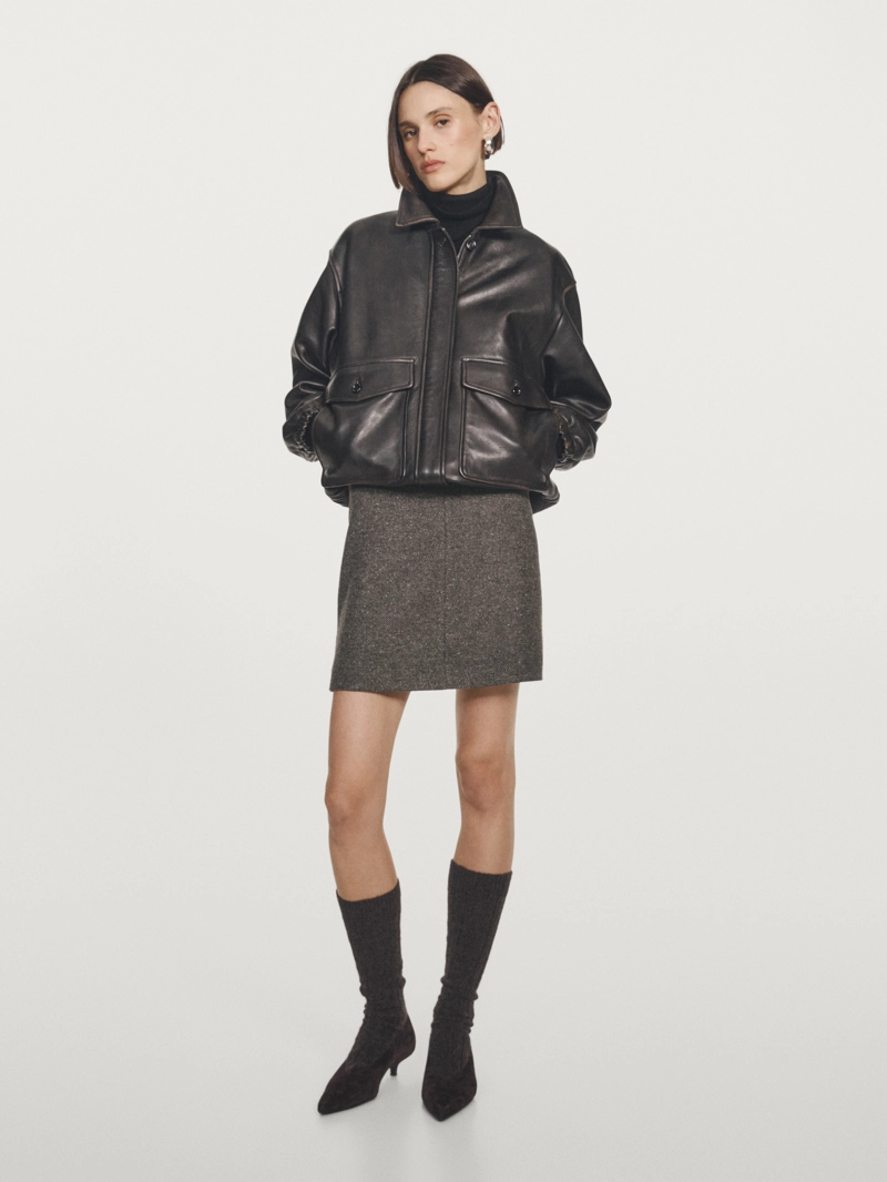 Юбка из мягкой ткани из альпаки и войлока с меланжевым эффектом