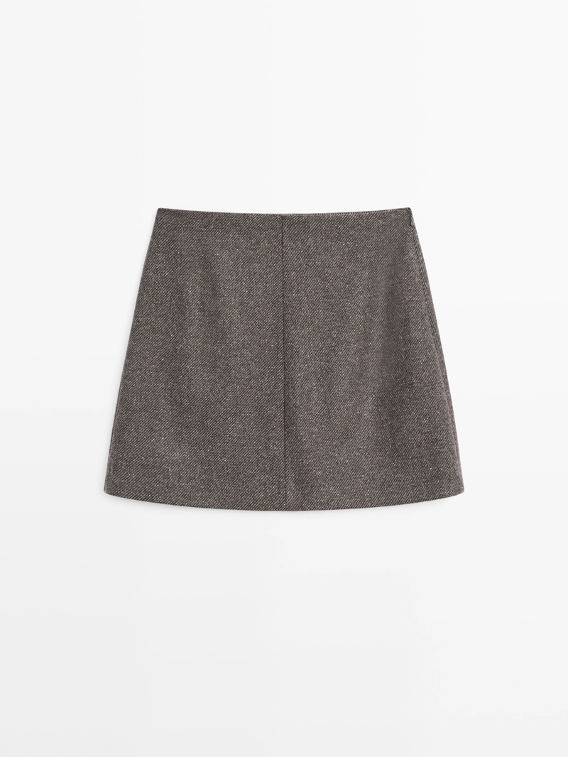 Юбка из мягкой ткани из альпаки и войлока с меланжевым эффектом