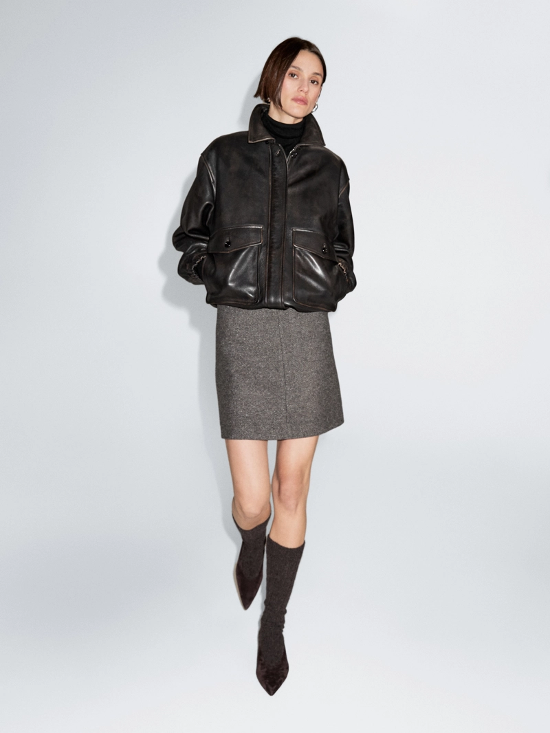 Юбка из мягкой ткани из альпаки и войлока с меланжевым эффектом