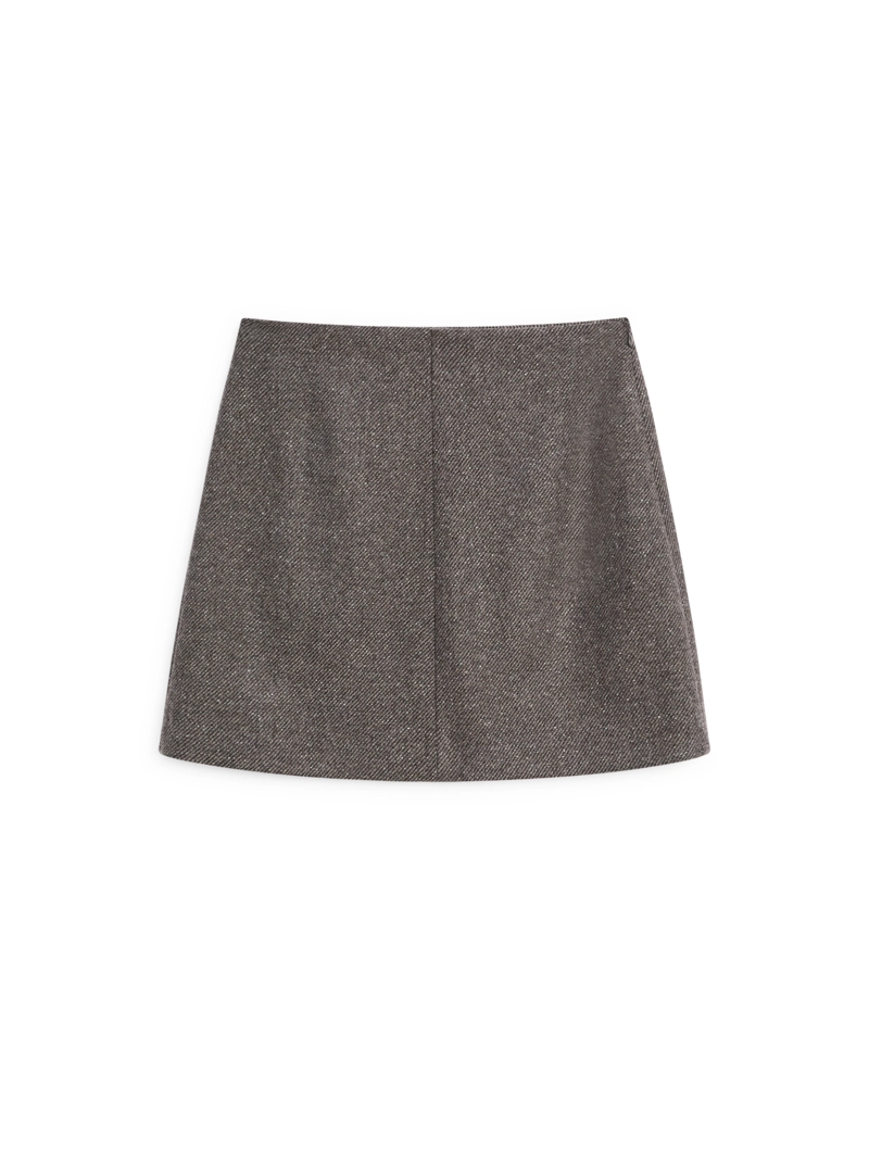 Юбка из мягкой ткани из альпаки и войлока с меланжевым эффектом