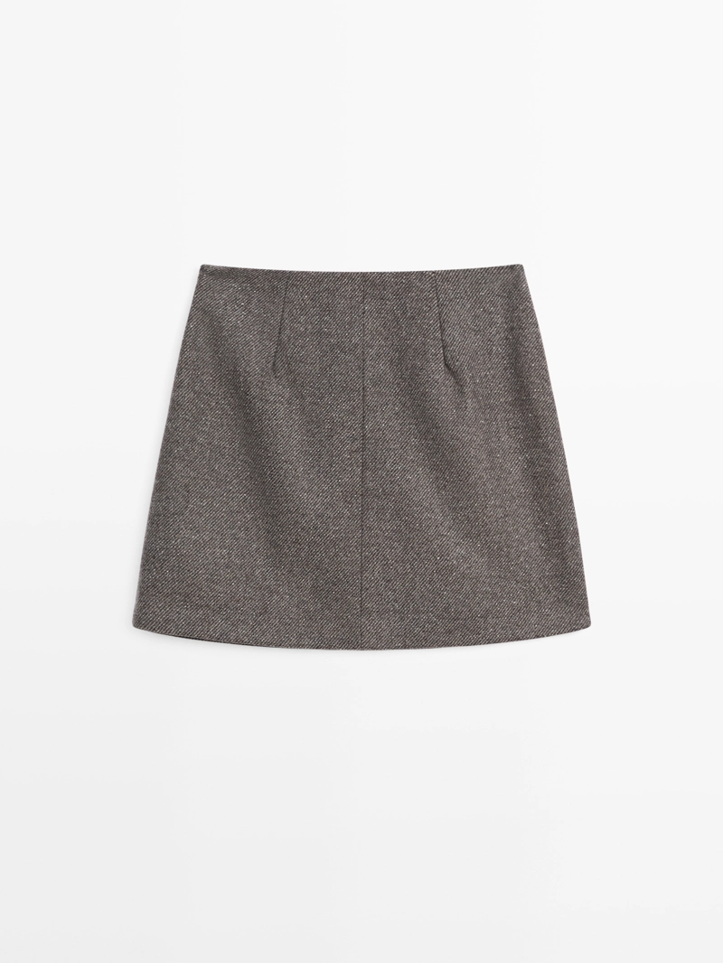 Юбка из мягкой ткани из альпаки и войлока с меланжевым эффектом