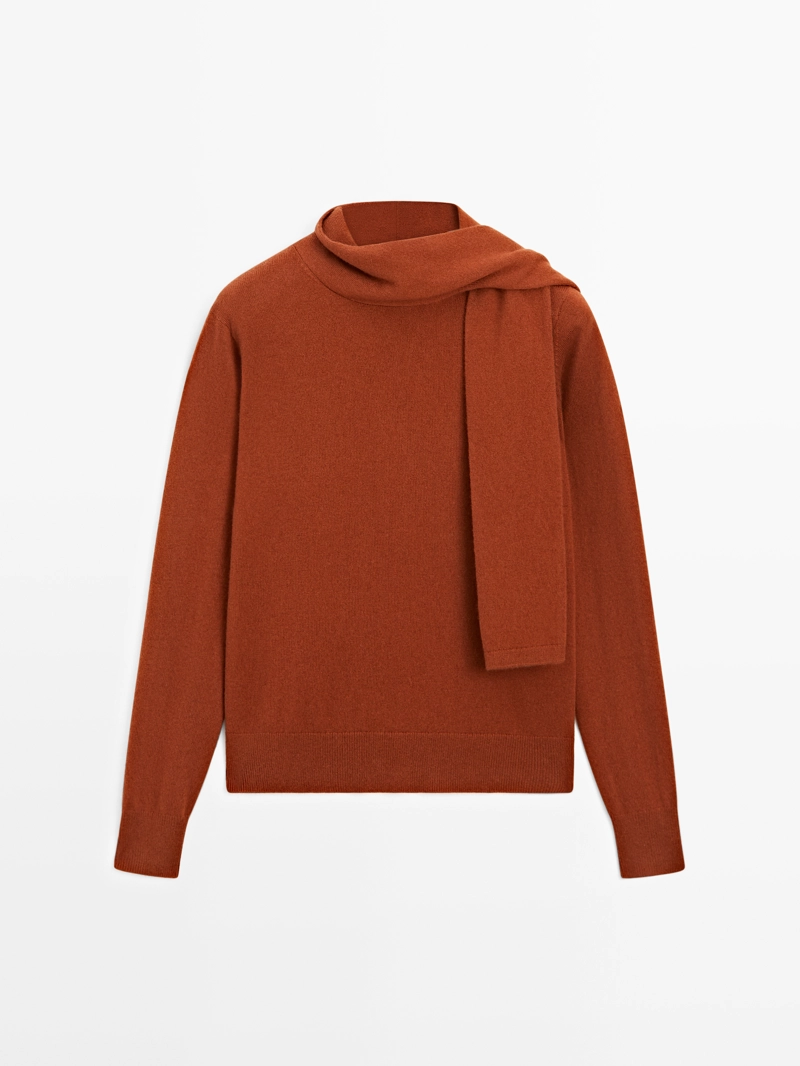 Свитер из шерстяной смеси с деталями в виде шарфа