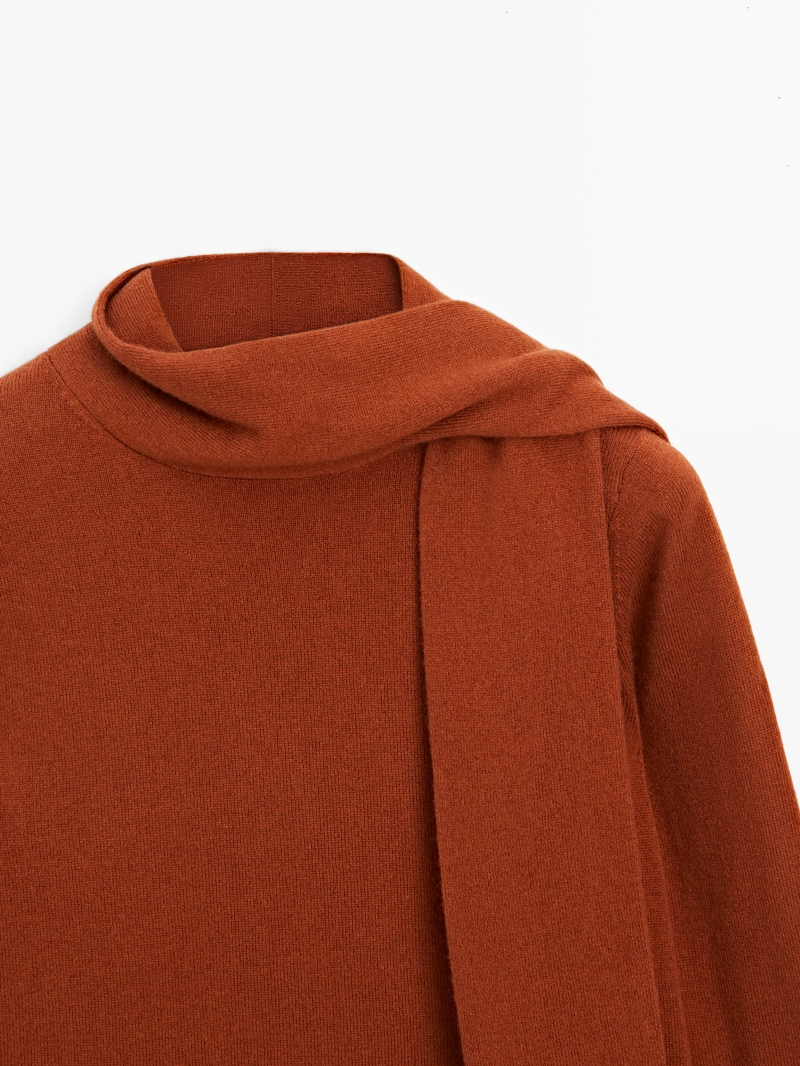 Свитер из шерстяной смеси с деталями в виде шарфа