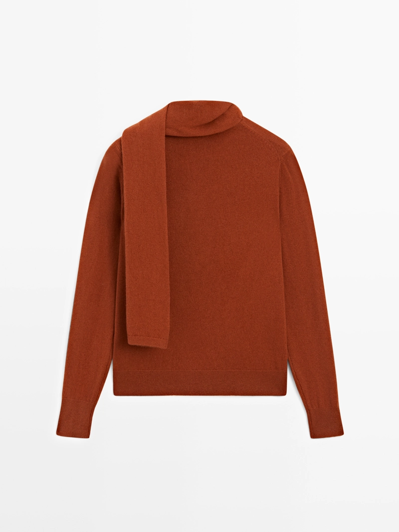 Свитер из шерстяной смеси с деталями в виде шарфа