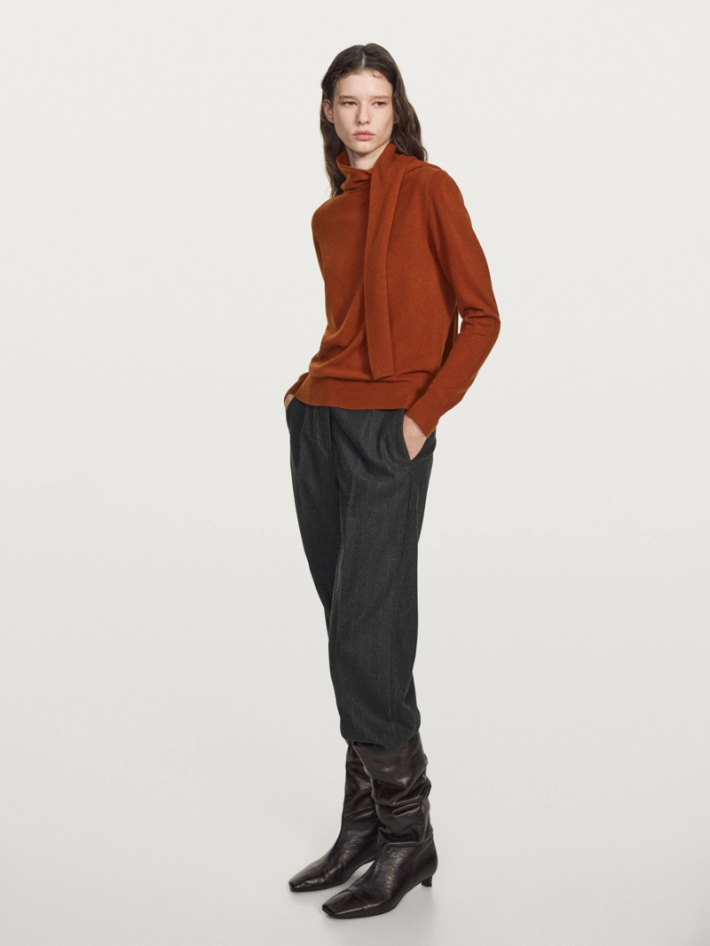 Свитер из шерстяной смеси с деталями в виде шарфа