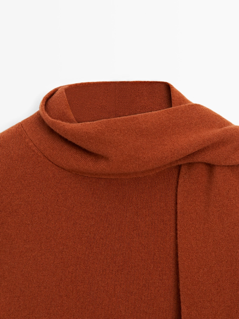 Свитер из шерстяной смеси с деталями в виде шарфа