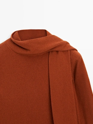 Свитер из шерстяной смеси с деталями в виде шарфа- Заказать в России