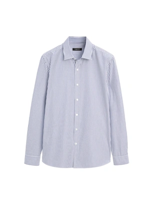 Рубашка из полосатого поплина с регулярной посадкой- Заказать в России