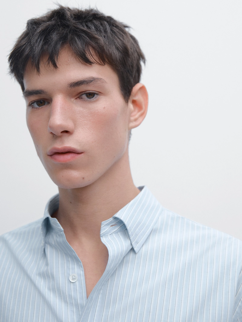 Рубашка из полосатого поплина с регулярной посадкой